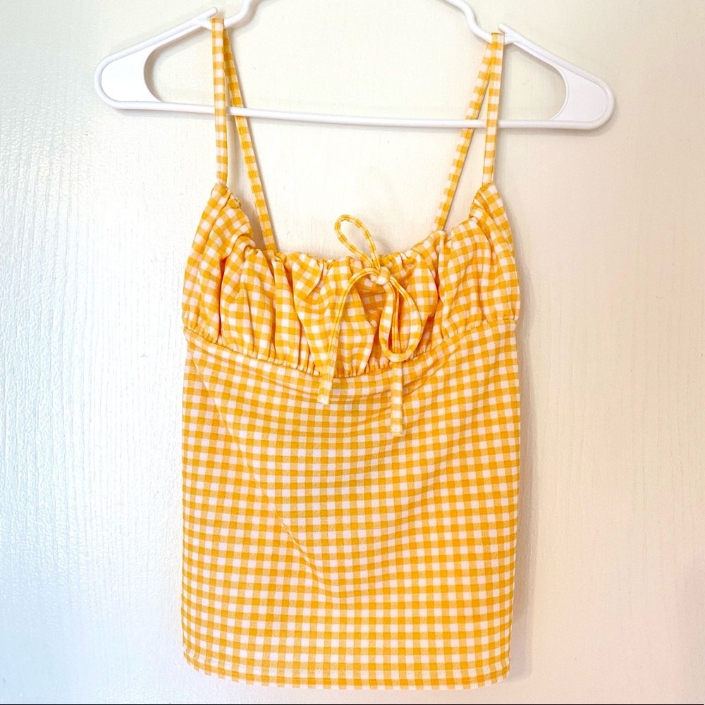 PLT Yellow Plaid Tank Top